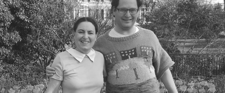 Sam Barsky with his wife. He talks to the School of Stitched Textiles about his landmark knitting.