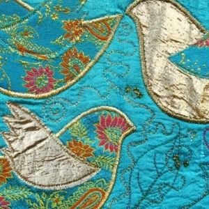 Machine Embroidery project featuring embroidered patchwork birds