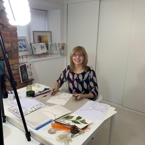 Ruth Clayton filming Drawing for Design course at the School of Stitched Textiles