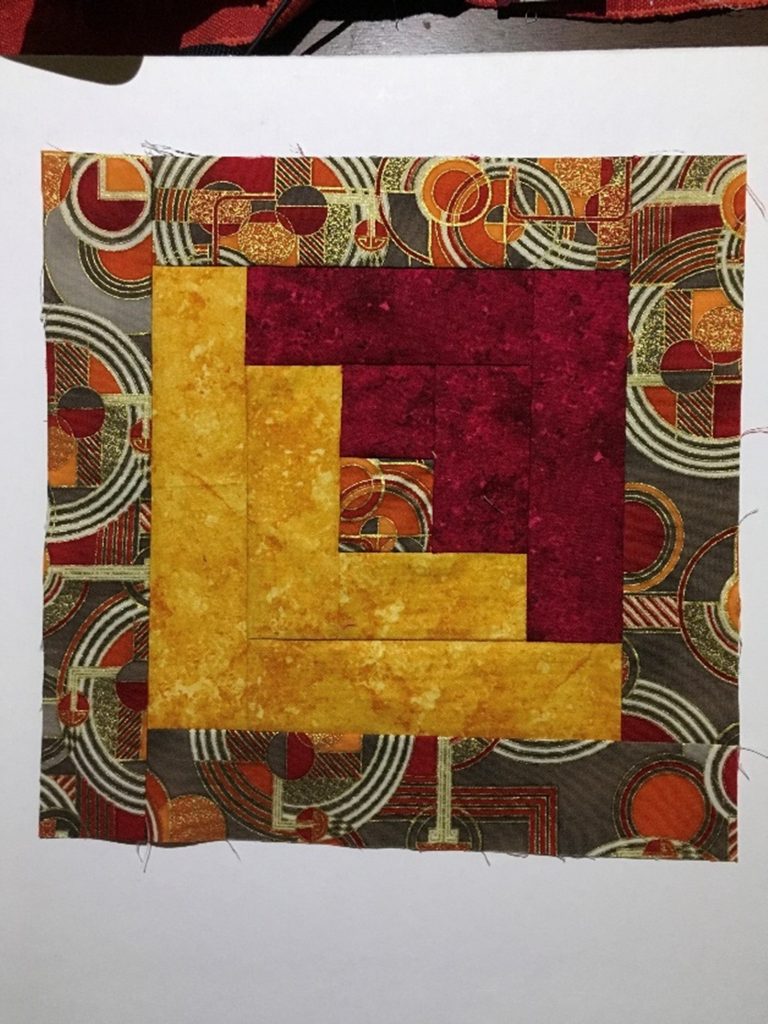 Log cabin Patchwork Quilt sample by Gabrielle, Textile student