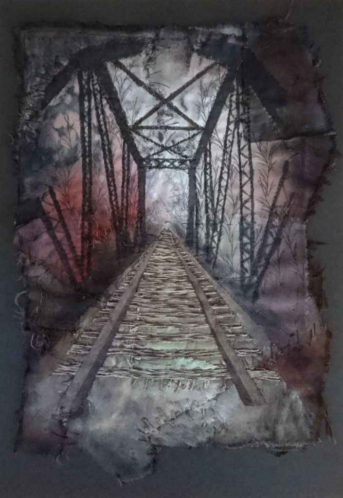 Textile structure depicting urban decay by artist Ruth Norbury