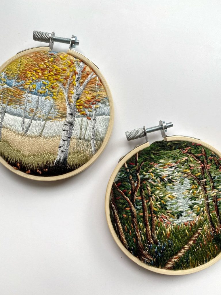 Tree hand embroideries by Cassandra Dias