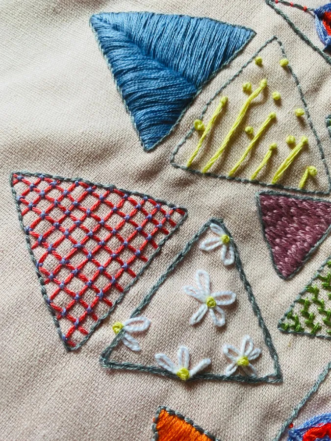 Hand Embroidery work by 2021 Bursary winner, Tina Barnett