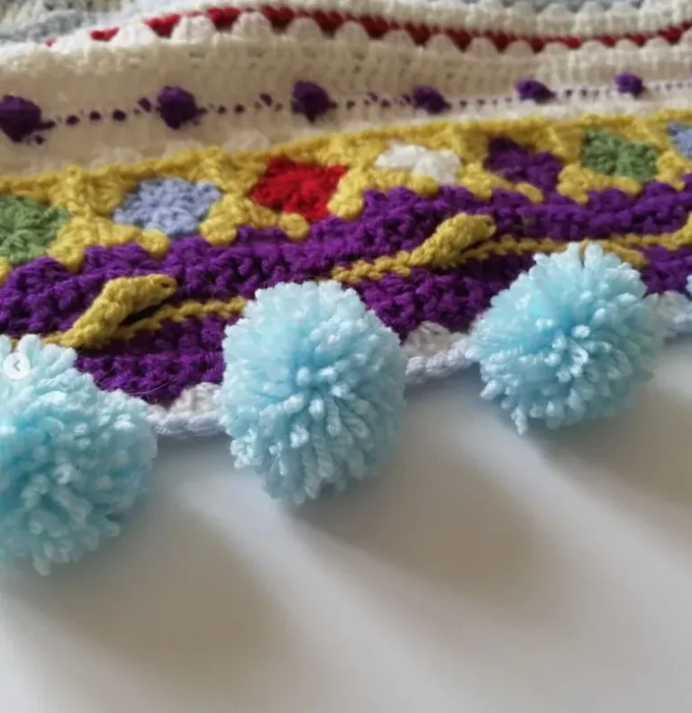 Crochet course work, tassels and pom poms by Melissa Taylor