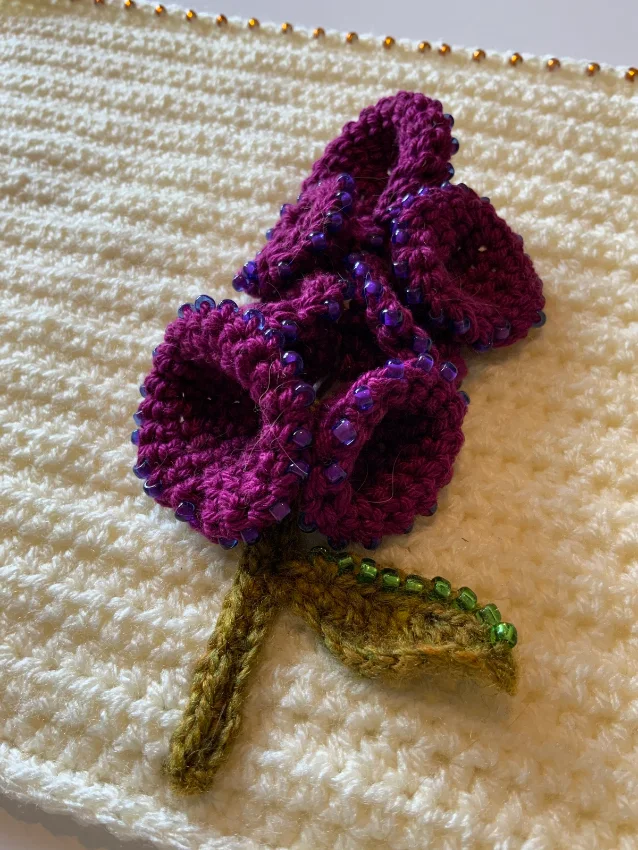 Crocheted flowers by Melissa Taylor crochet graduate