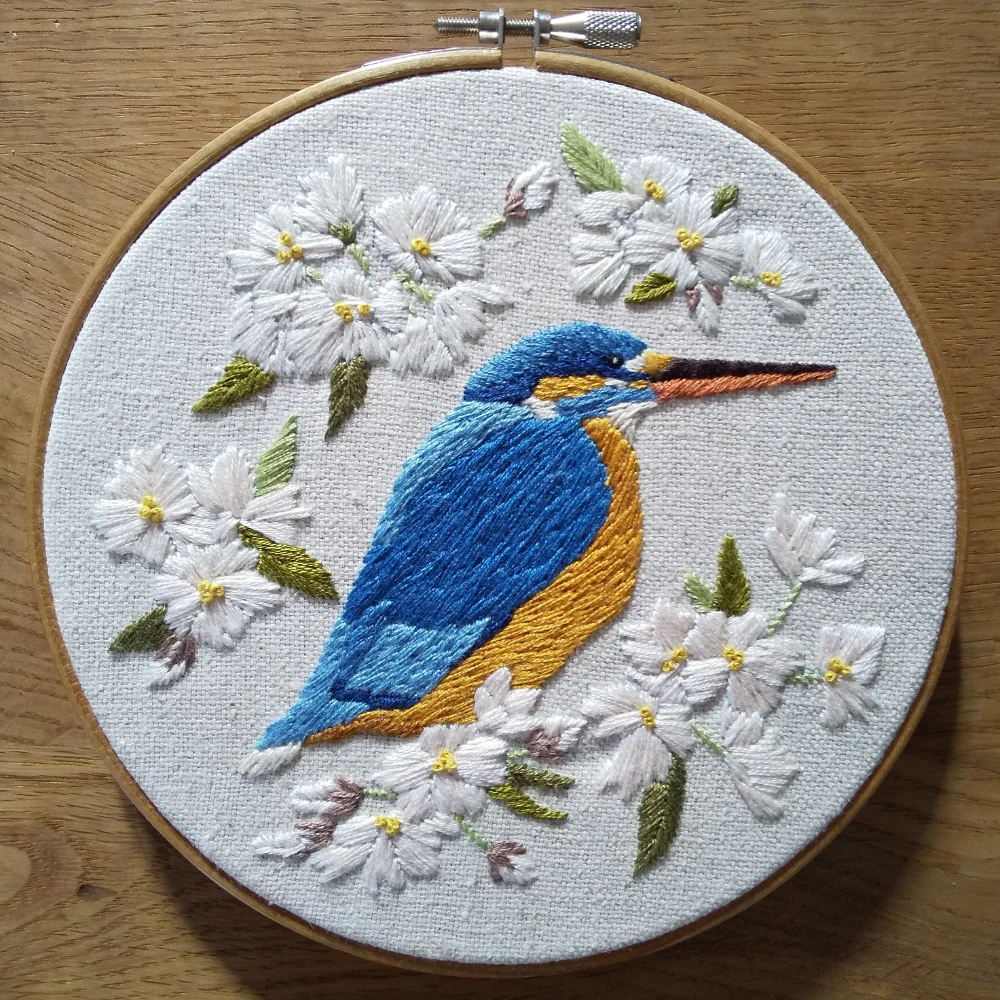 Kingfisher Hand Embroidery in Bloom by Noriko Livingstone