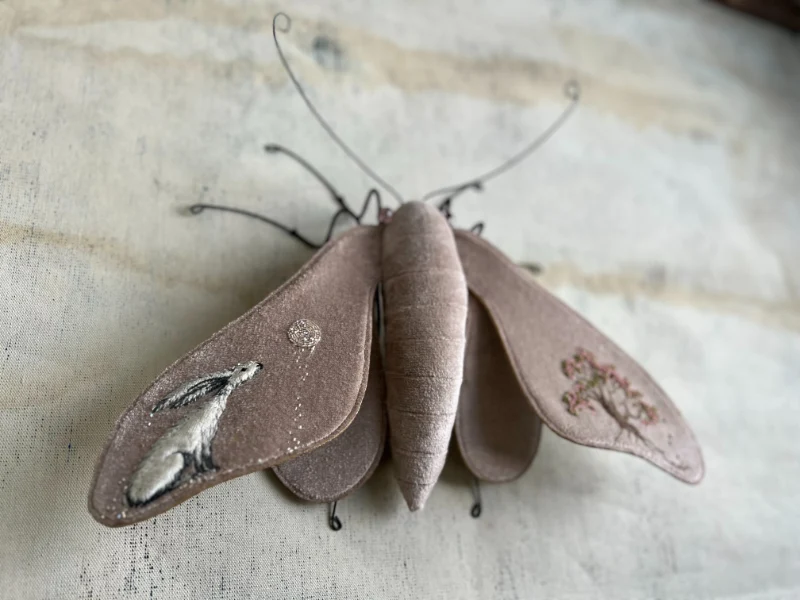 Vintage embroidered moths by Larysa Bernhardt