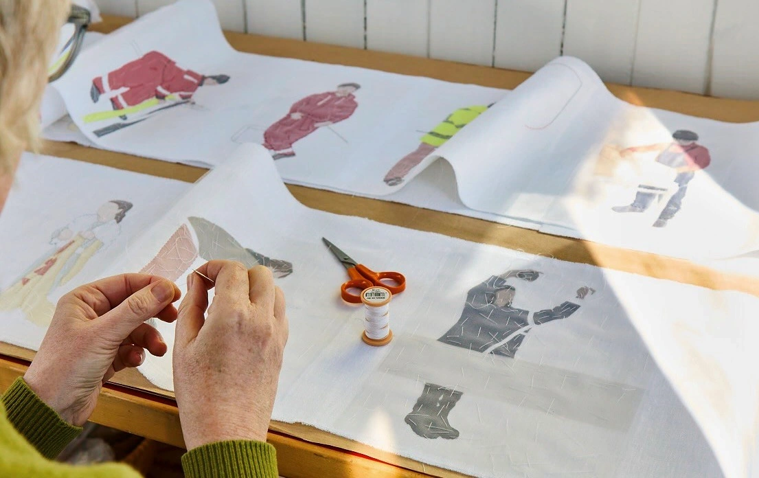 Emily Jo Gibbs in her studio. She join us on Textile Talk podcast