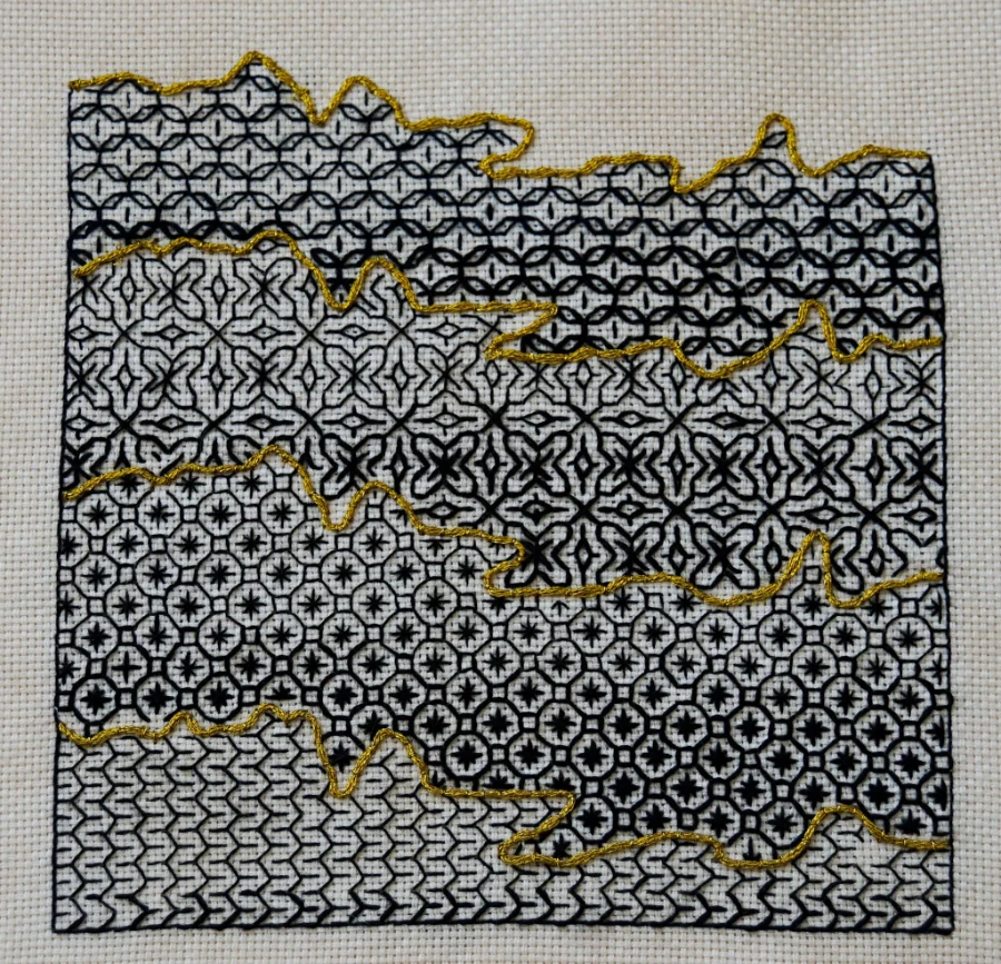 Finding calm through creativity. Blackwork embroidery by Laurel Roberts