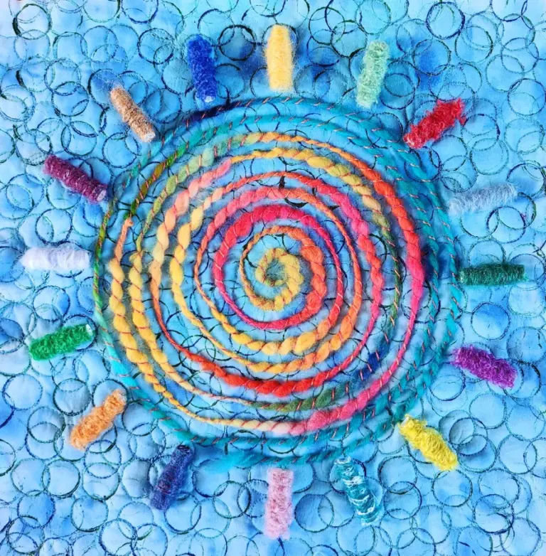 couched spiral quilting design by lyn white