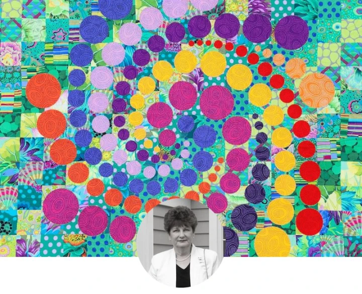 Advanced Patchwork and quilting graduate, Lyn White with one her own designs