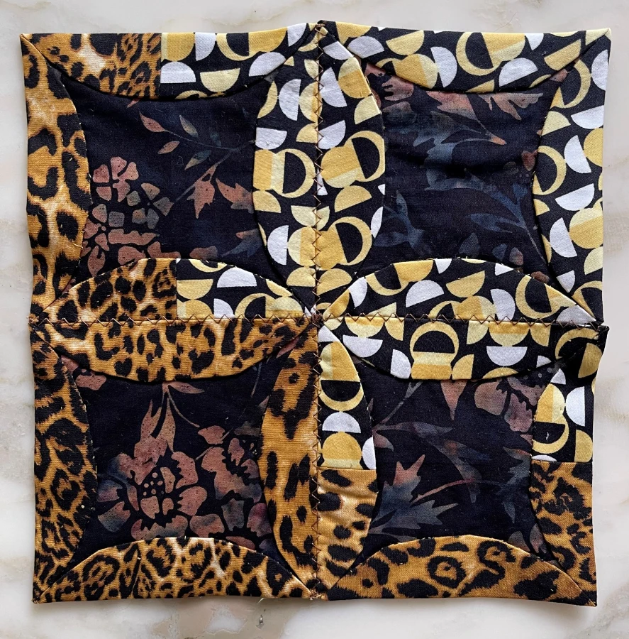 an example of creative patchwork, leopard print