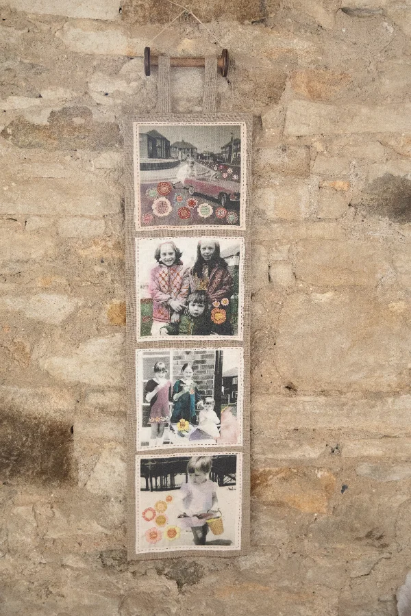Photo Roll, four stitched photographs, 24 x 24cm each. Hand stitch on linen.