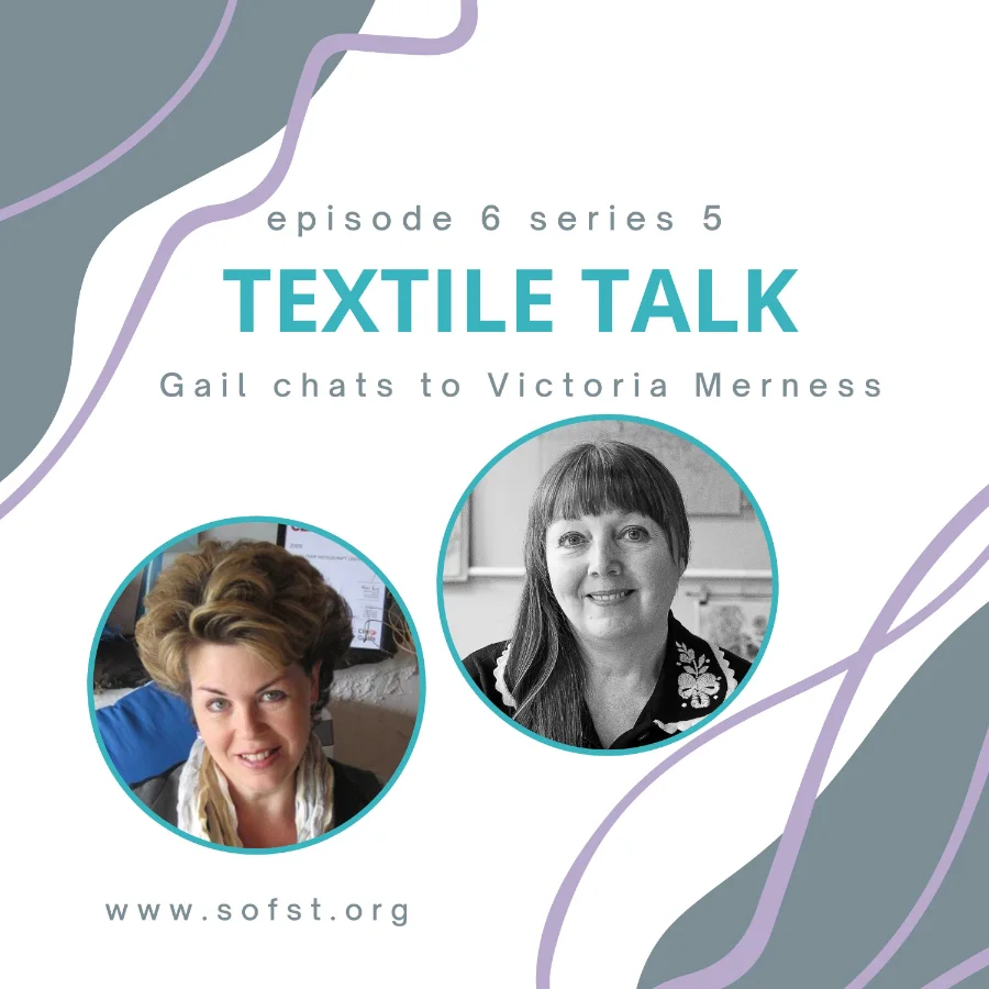 Podcast cover featuring host Gail Cowley and Guest, Victoria Merness
