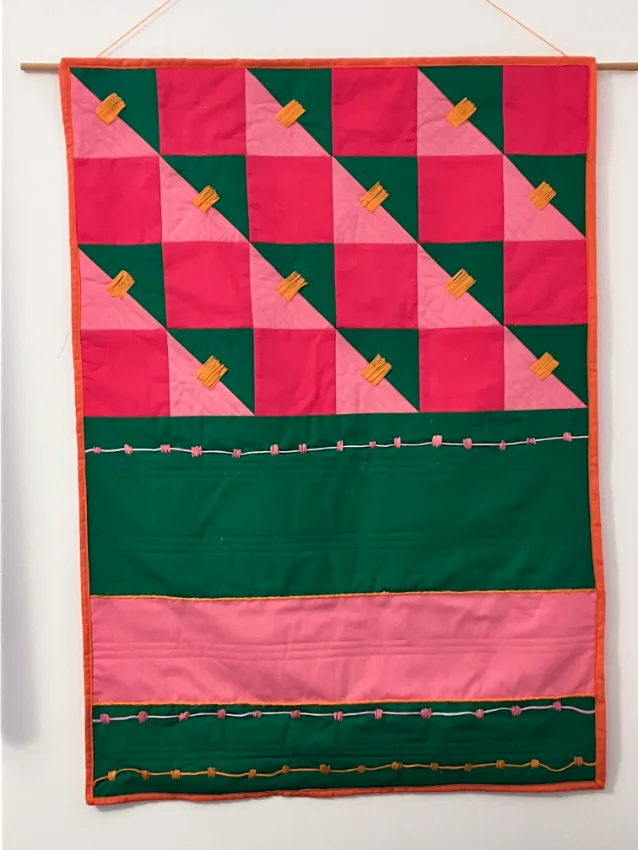 Final patchwork and quilting piece by Sarah Crowe