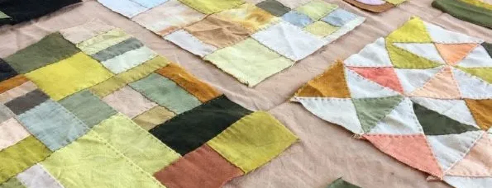 Patchwork painting, hand stitched by Elli Beaven